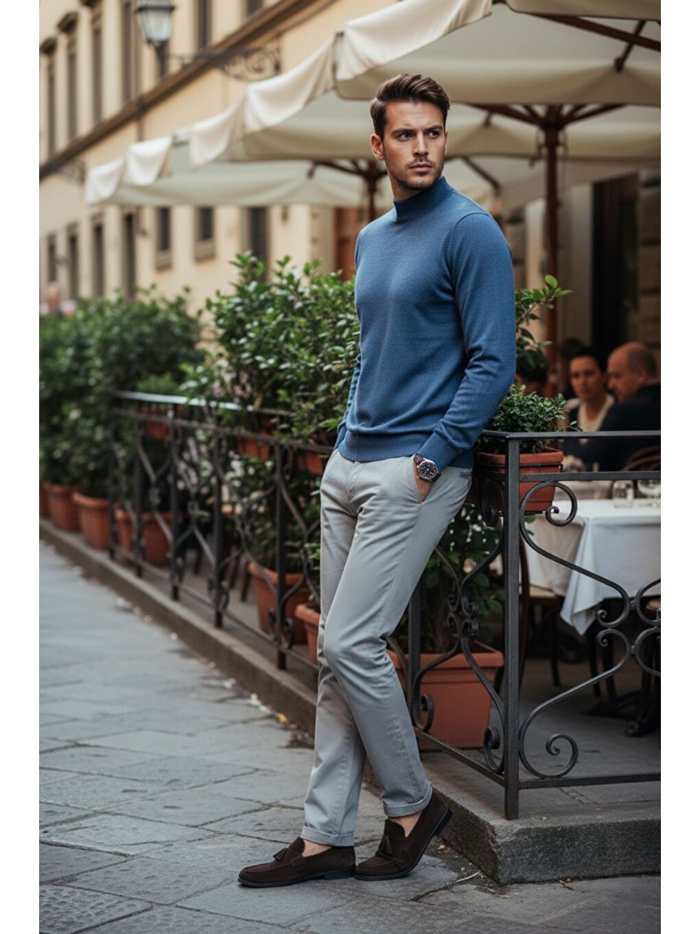 Mavi Lier Yarım Boğazlı Regular Fit Erkek Kazak Düz Triko-1