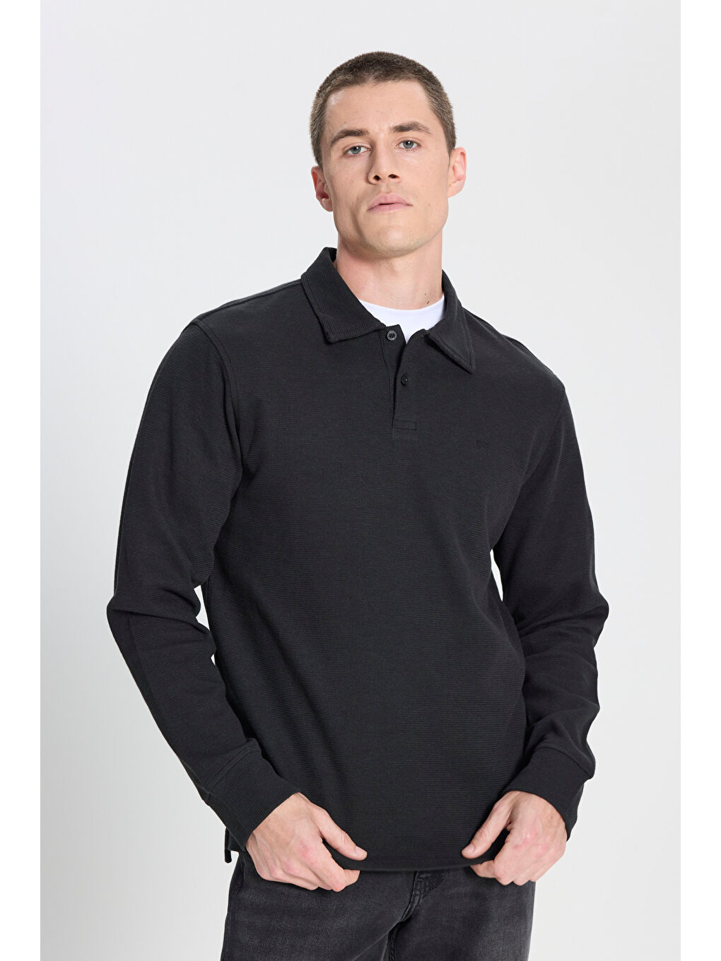 Regular Fit Normal Kesim Siyah Polo Yaka Tişört