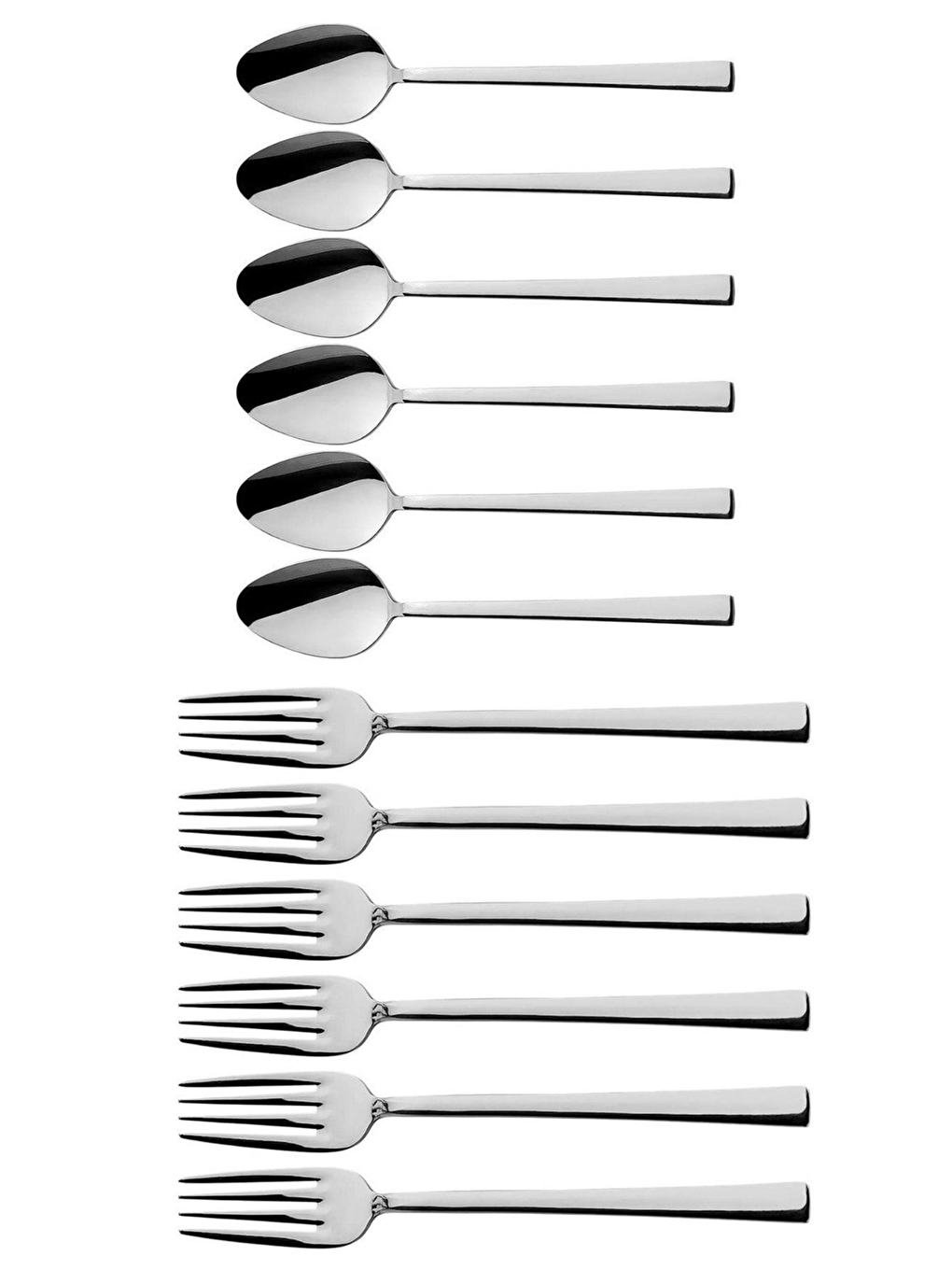 Gri Parlak Gümüş Pasta Tatlı Kaşık-Çatal-Bıçak Seti Paslanmaz Çelik Kaşık-Çatal-Bıçak Seti 18 Adet-2