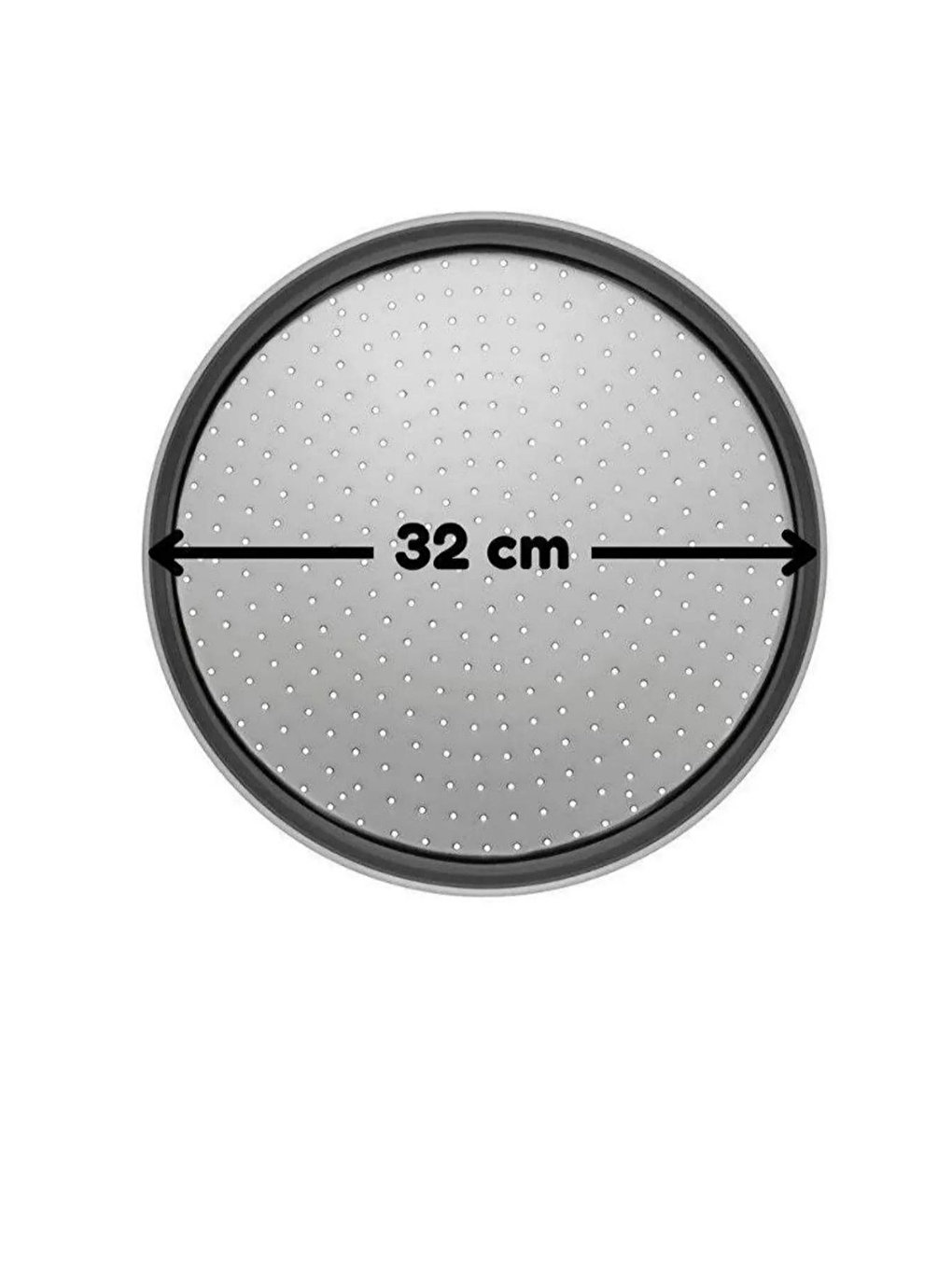 Gri Orta Boy Delikli Pizza Tepsisi Lahmacun Pide Tepsisi 32 cm ve Peynir Rendesi Çelik El Rendesi-1