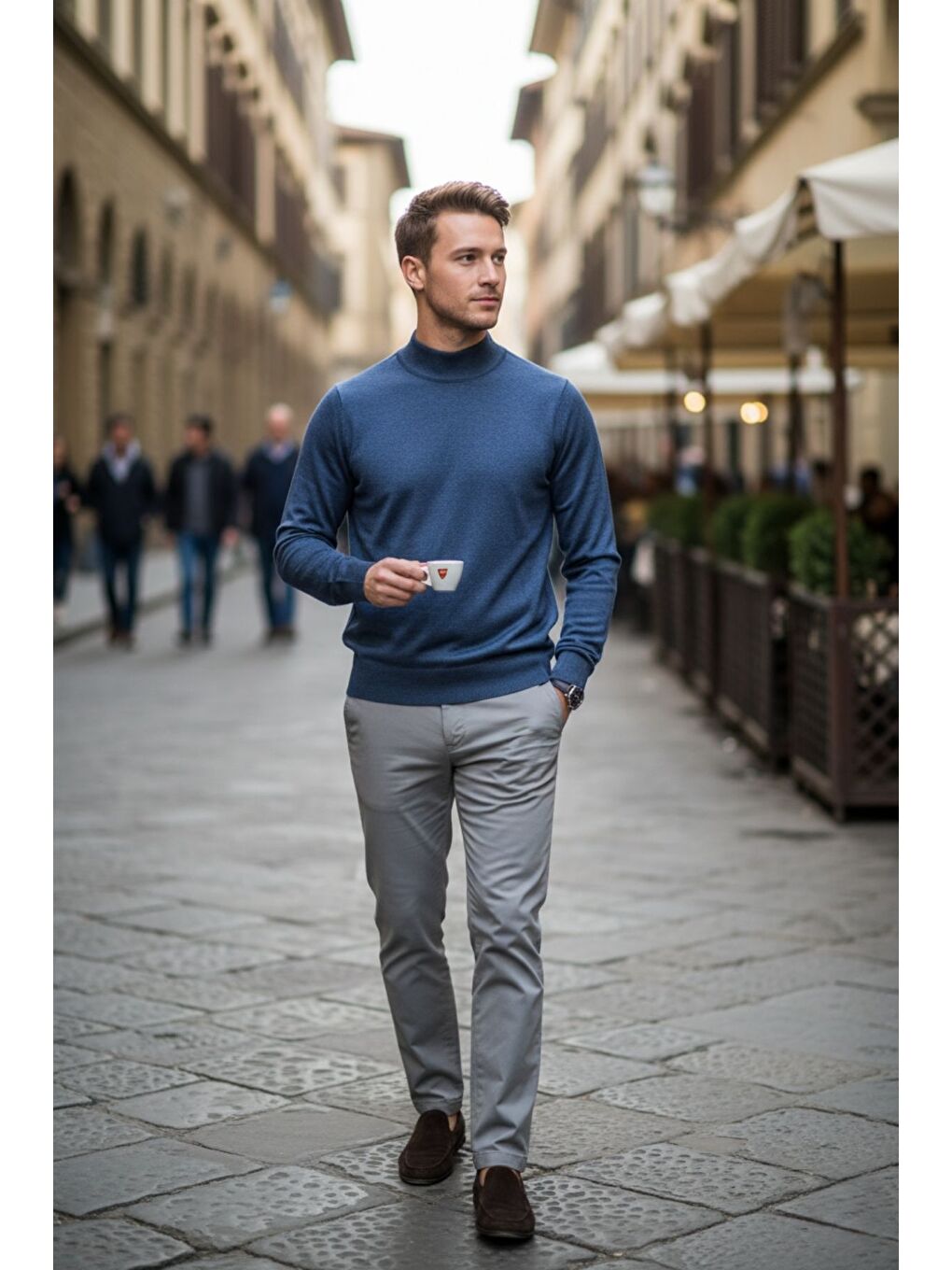 Mavi Lier Yarım Boğazlı Regular Fit Erkek Kazak Düz Triko-3