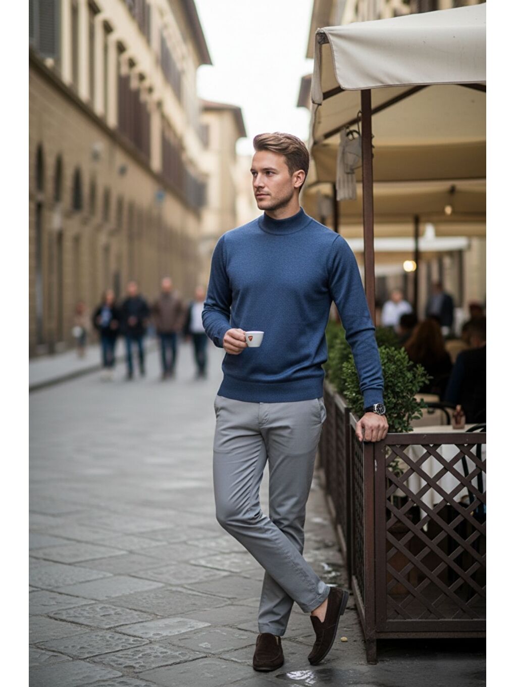 Mavi Lier Yarım Boğazlı Regular Fit Erkek Kazak Düz Triko-4