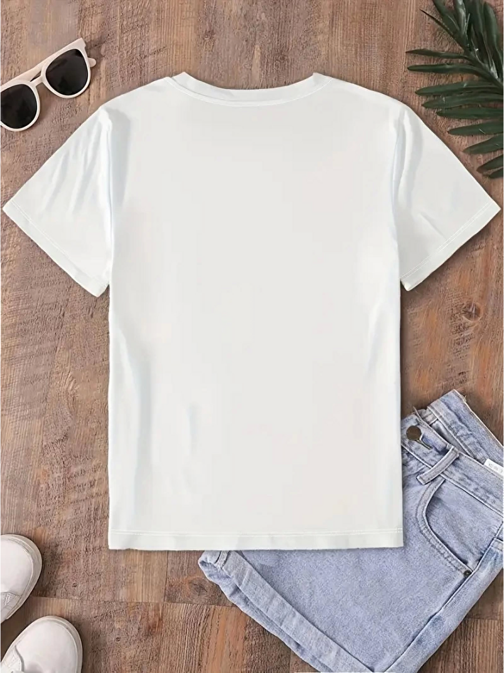 Fiyonk Baskılı Oversize Bisiklet Yaka T-shirt - Beyaz-2