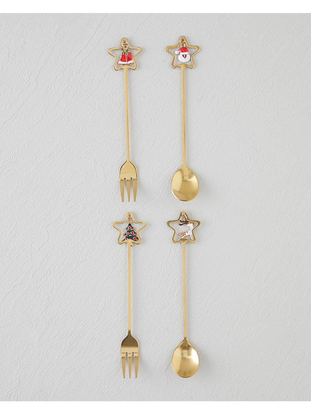 Sarı Starry Paslanmaz Çelik T.Çatal-Kaşık Set 4 Parça Gold-1