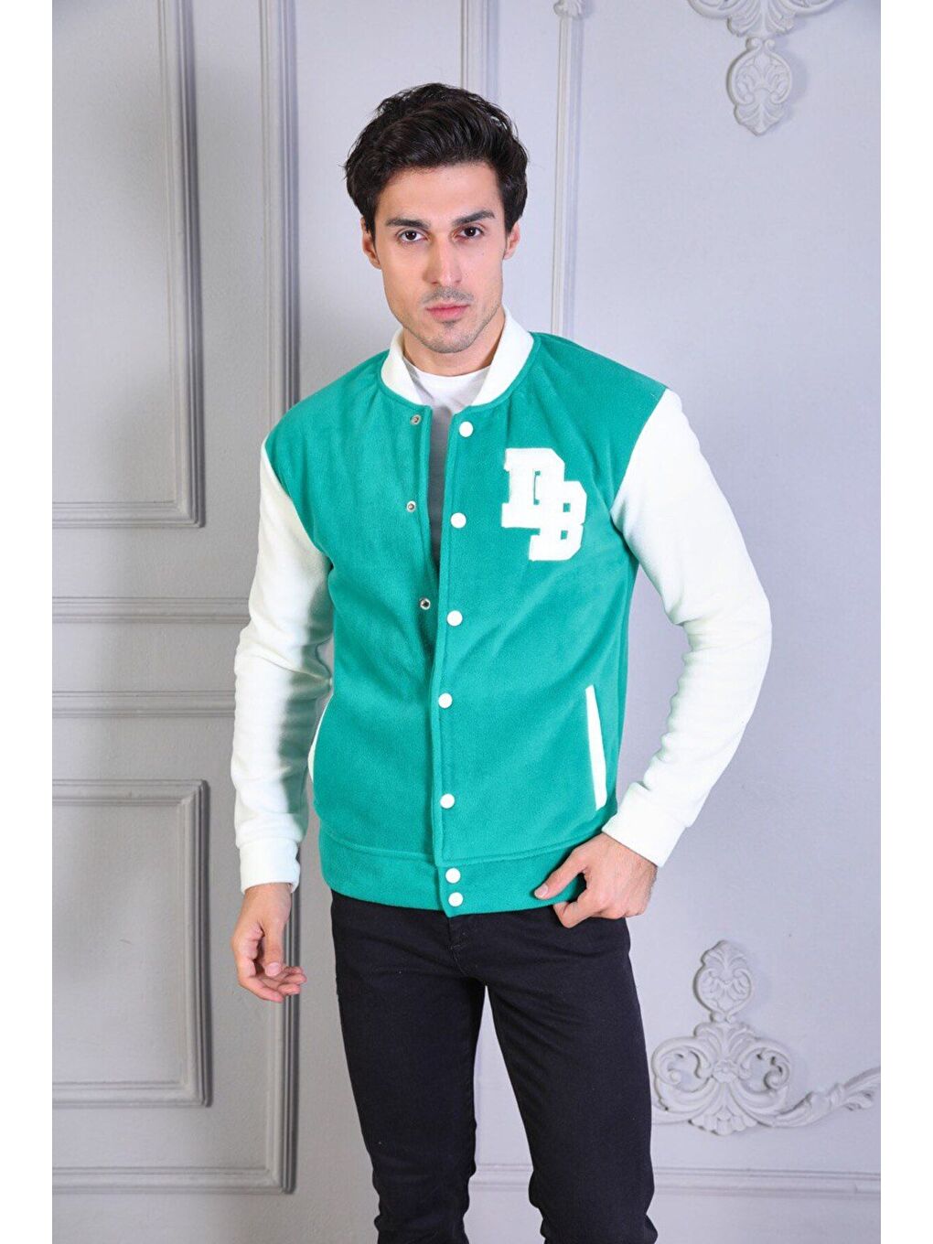 Yeşil BOMBER YAKA FİT POLAR KOLEJ CEKET-2