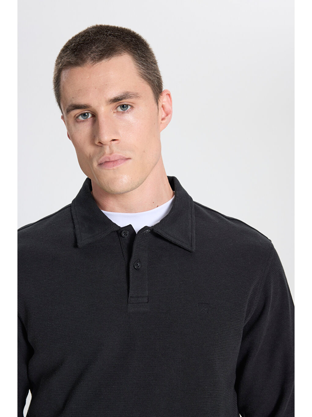 Regular Fit Normal Kesim Siyah Polo Yaka Tişört-3
