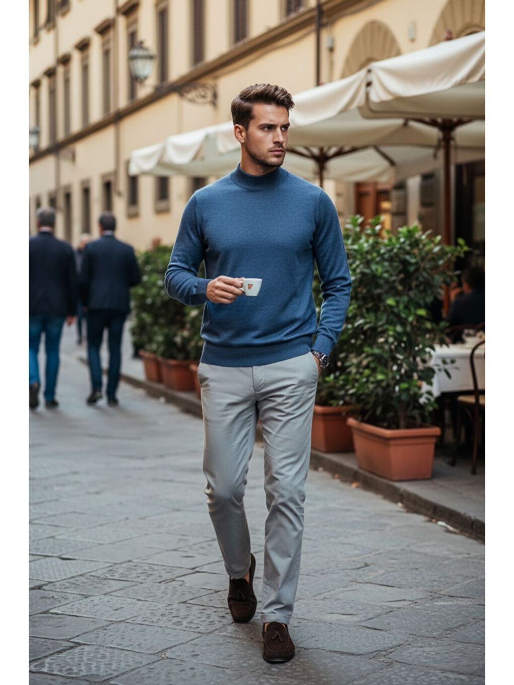 Mavi Lier Yarım Boğazlı Regular Fit Erkek Kazak Düz Triko-6