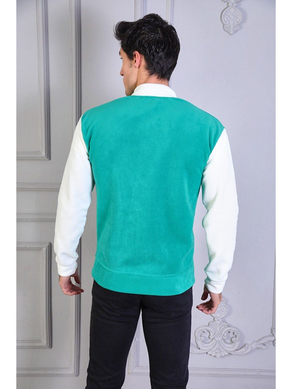 Yeşil BOMBER YAKA FİT POLAR KOLEJ CEKET-3