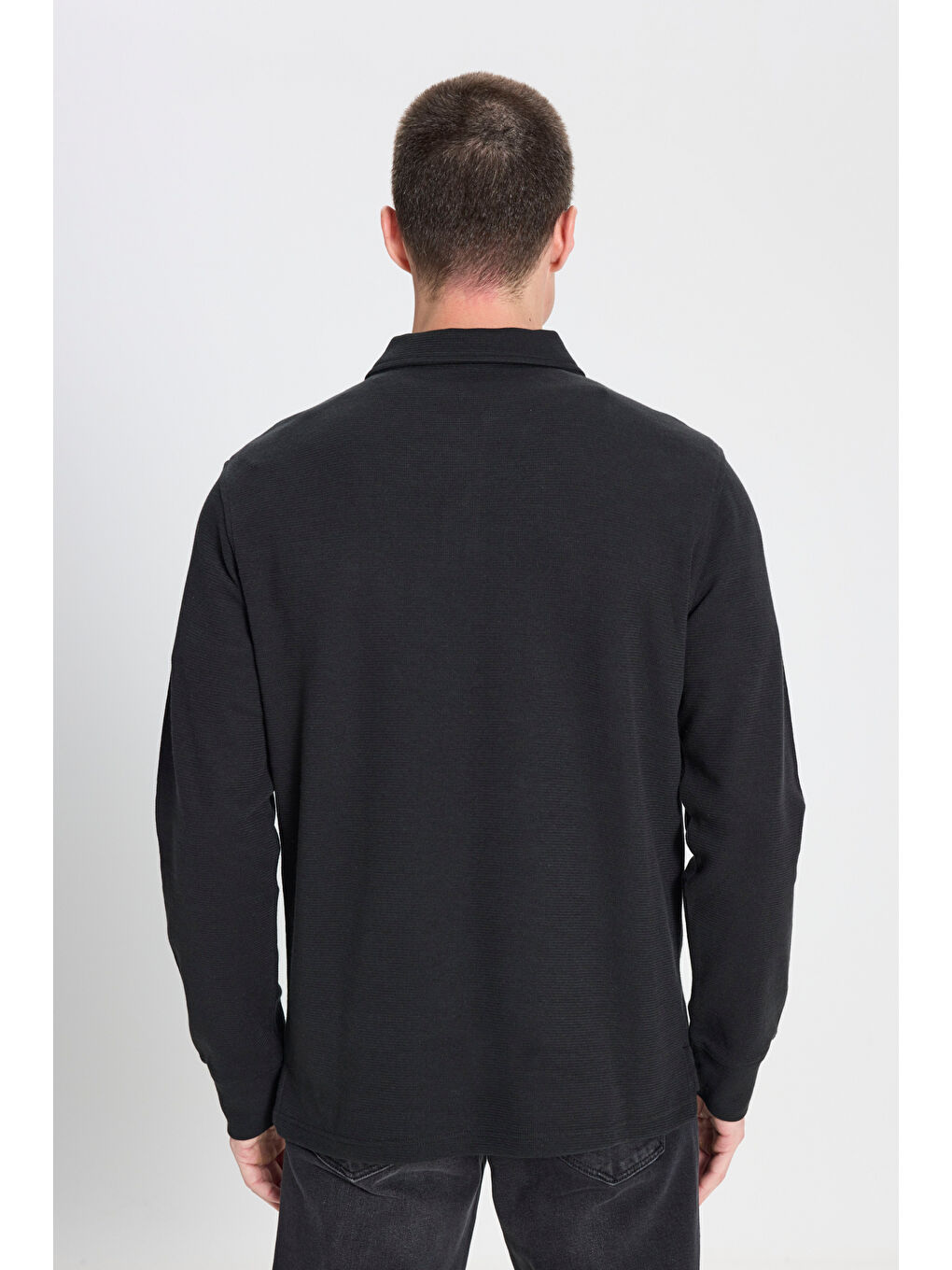 Regular Fit Normal Kesim Siyah Polo Yaka Tişört-4