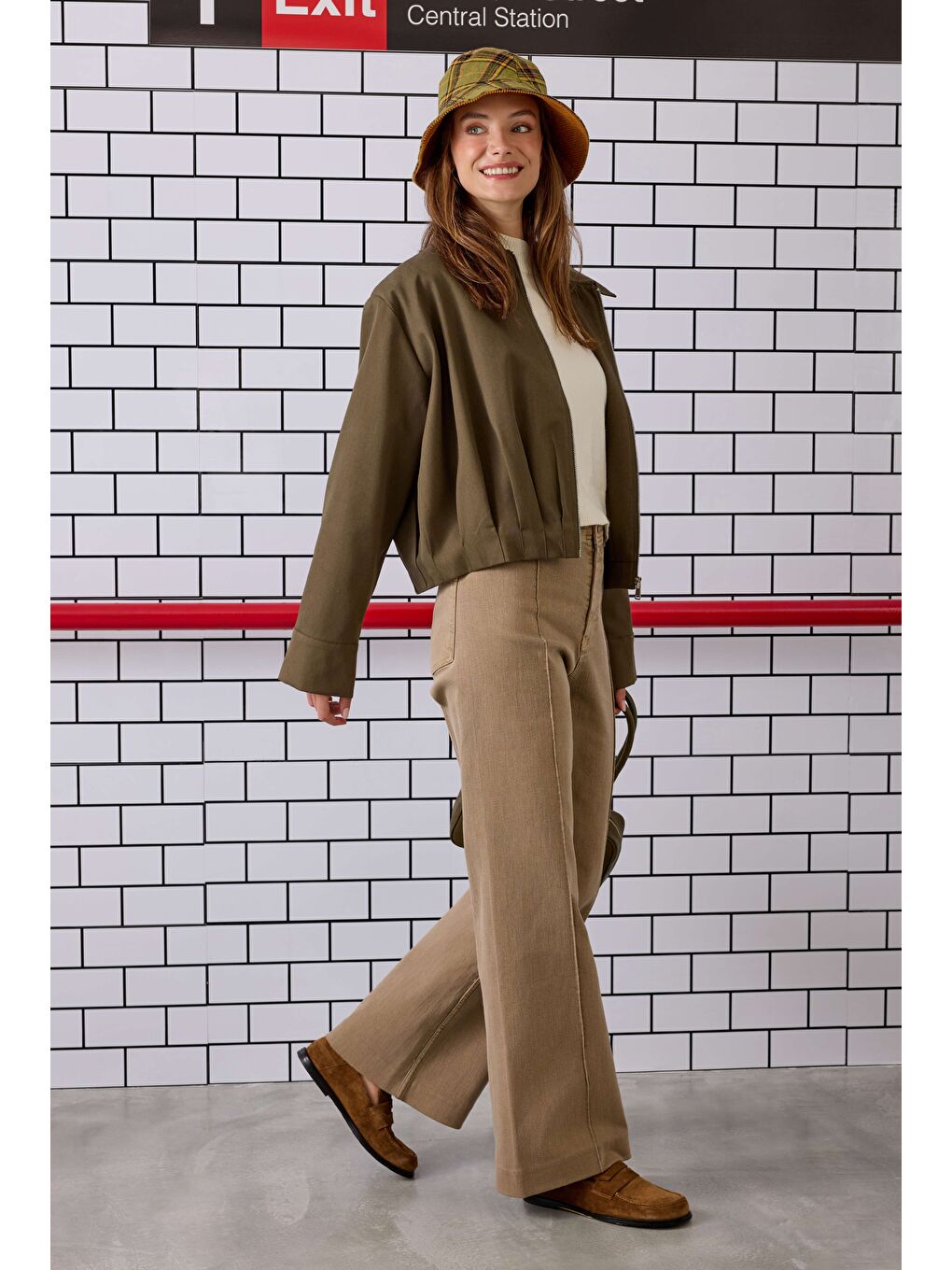 Nervürlü Denim Pantolon Kum Beji-2