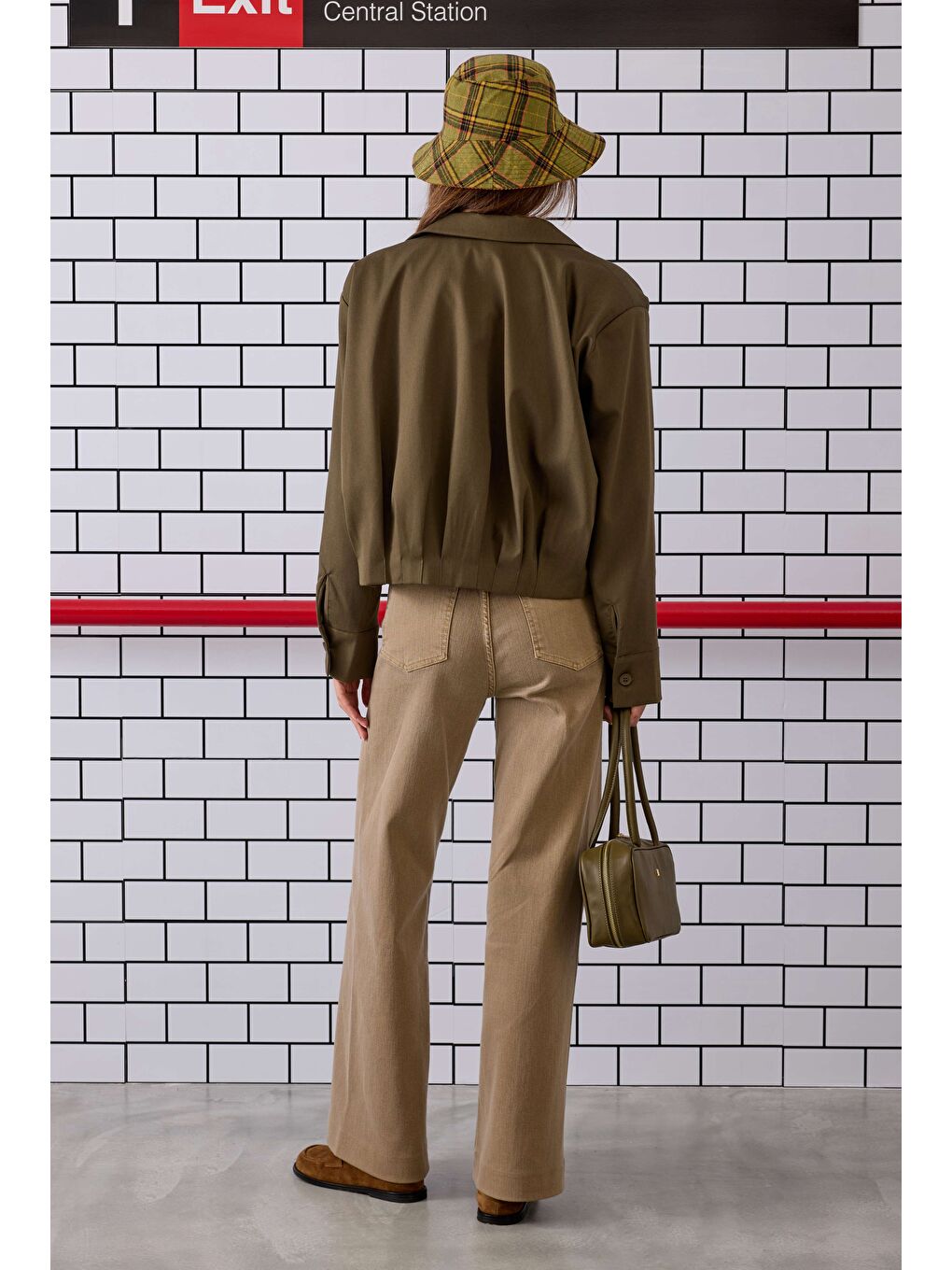 Nervürlü Denim Pantolon Kum Beji-4