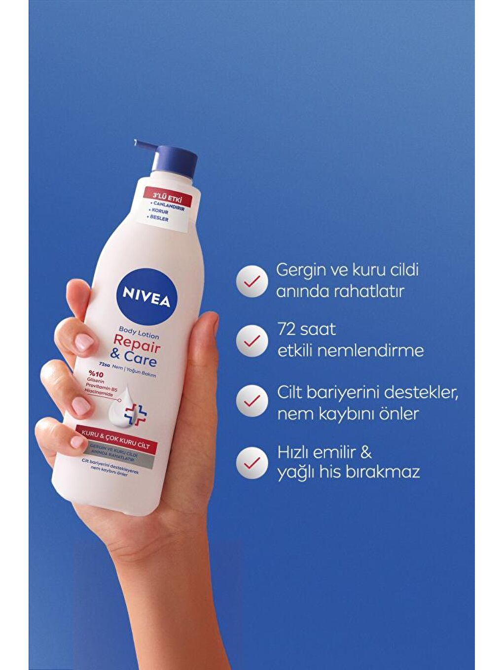 Q10 Sıkılaştırıcı Vücut Losyonu 250ml ve Repair&Care Nemlendirici Losyon 400ml, Kaşıntı Rahatlatıcı-3