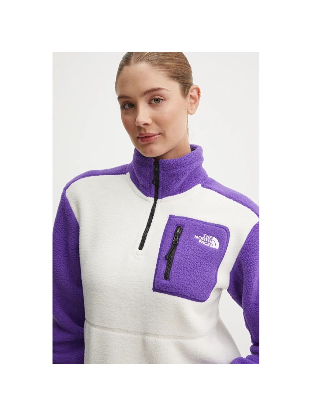 Karışık Yumiori 1/4 Zip Kadın Dik Yaka Sweatshirt-2