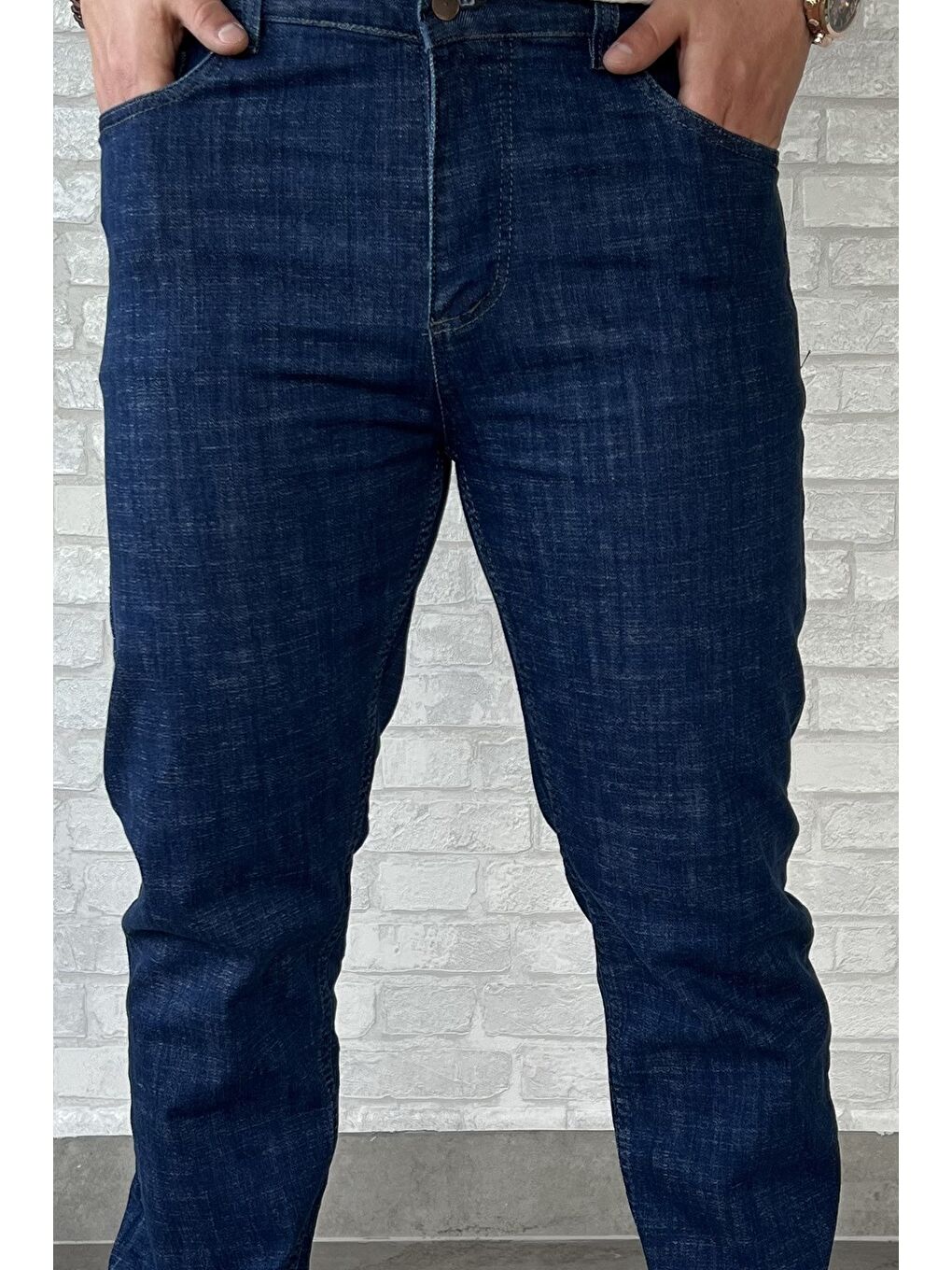 Lacivert Erkek Fermuarlı Jean Pantolon-3