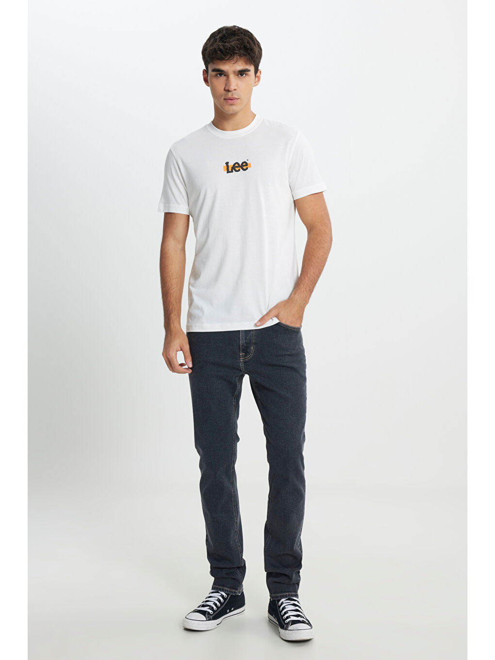 Regular Fit Normal Kesim Bisiklet Yaka %100 Pamuk Beyaz Tişört-1