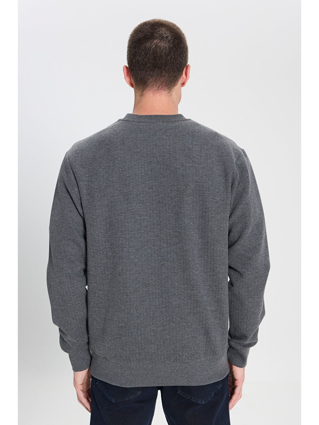 Regular Fit Normal Kesim Bisiklet Yaka Antrasit Sweatshirt-4
