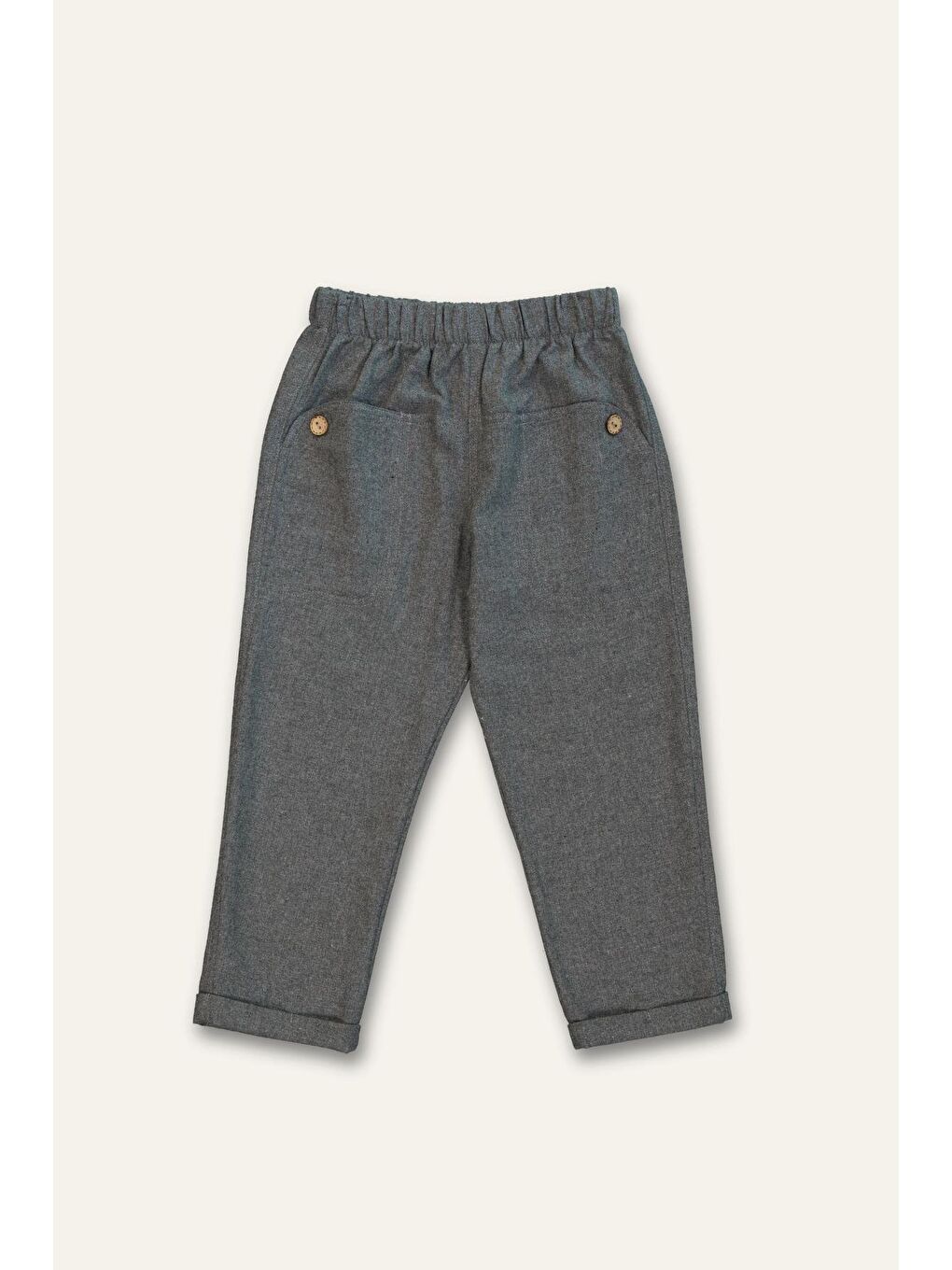 Gri Erkek Çocuk Cepli Dokuma Pantolon - Fume