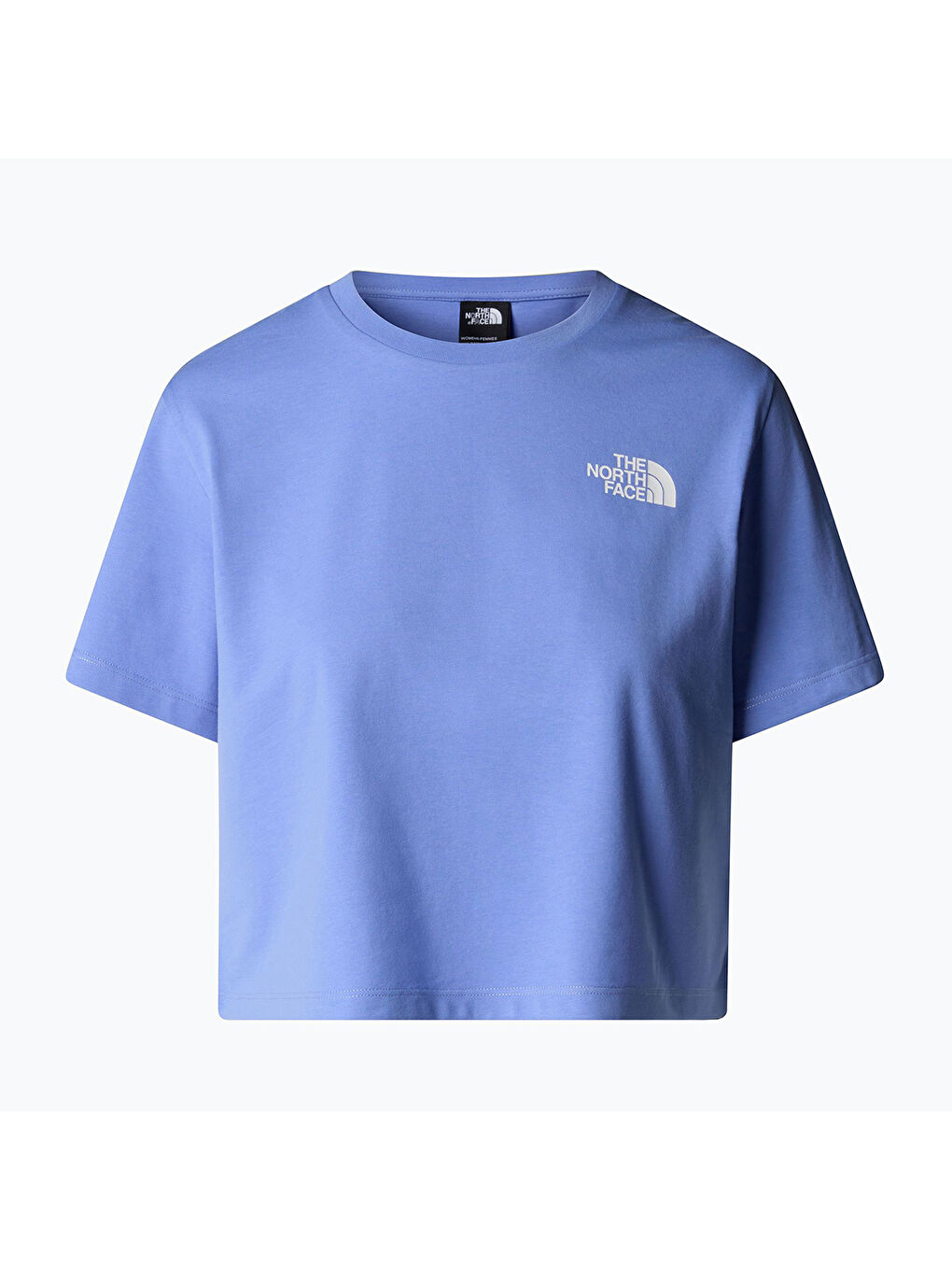 Simple Dome Cropped Slim Kadın Mavi Yuvarlak Yaka Tişört-2