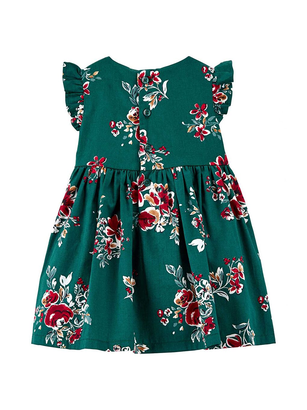 Yeşil Kız Bebek Elbise Desenli-1