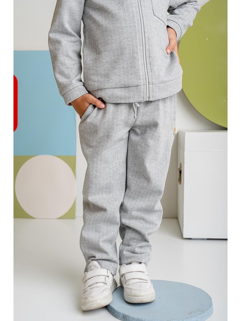 Erkek Çocuk Cepli Örme Pantolon - Gri