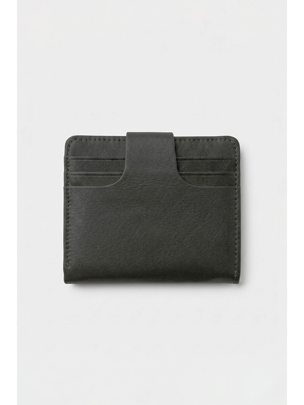 Gri Erkek Hakiki Deri Trifold Çıtçıtlı Klasik Cüzdan Füme-1