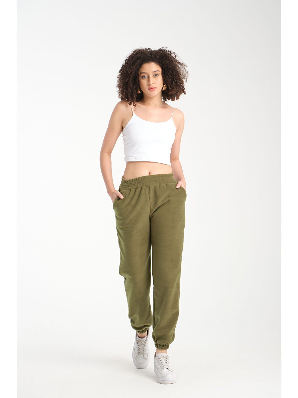 Haki Paça Lastikli Polar Eşofman 0017-1