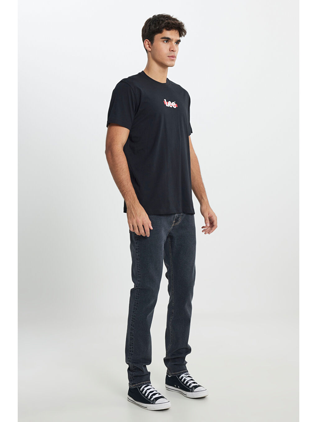 Regular Fit Normal Kesim Bisiklet Yaka %100 Pamuk Siyah Tişört-1