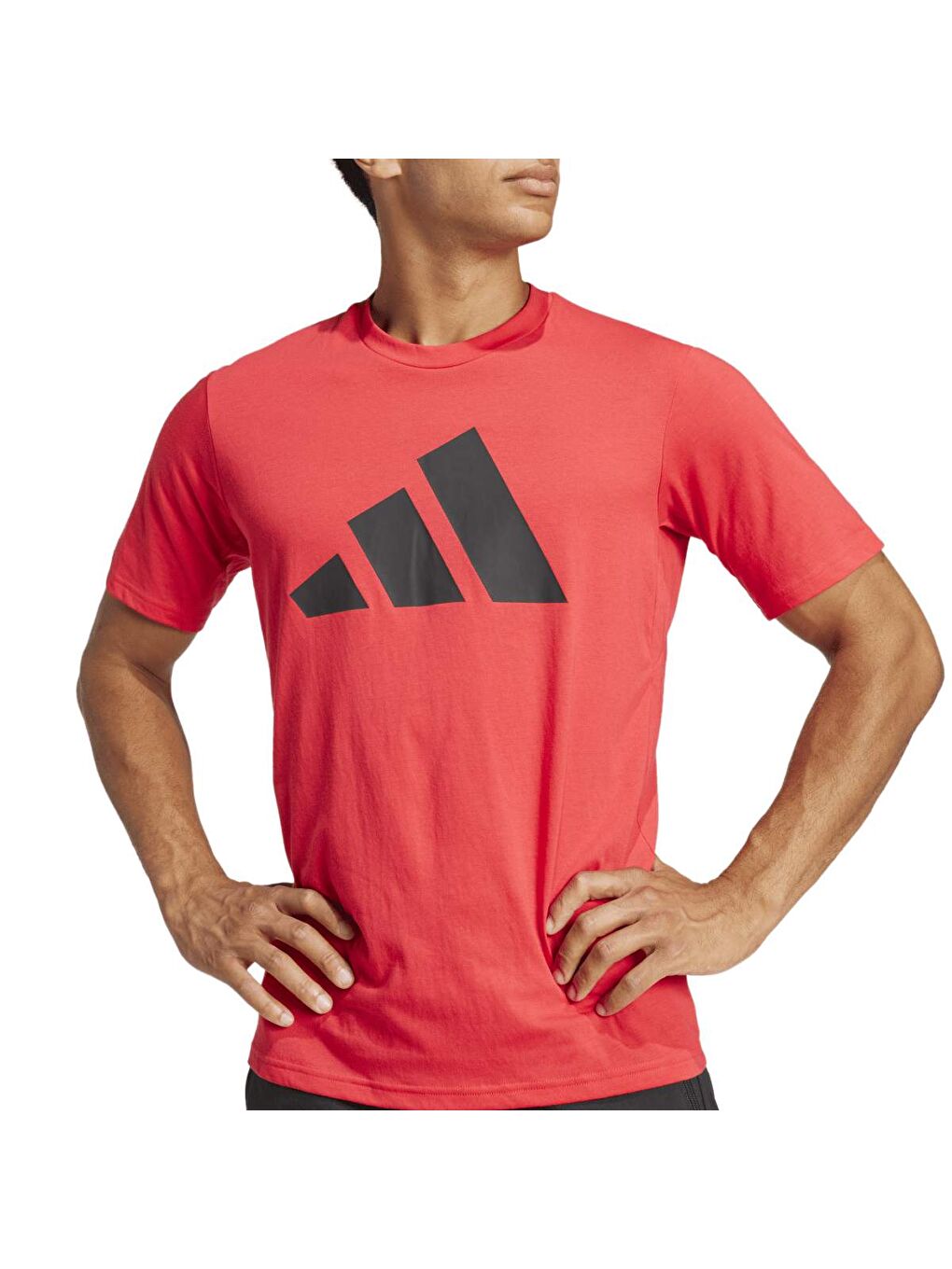 Train Essentials Feel Ready Logo Erkek Kırmızı Yuvarlak Yaka Tişört-2