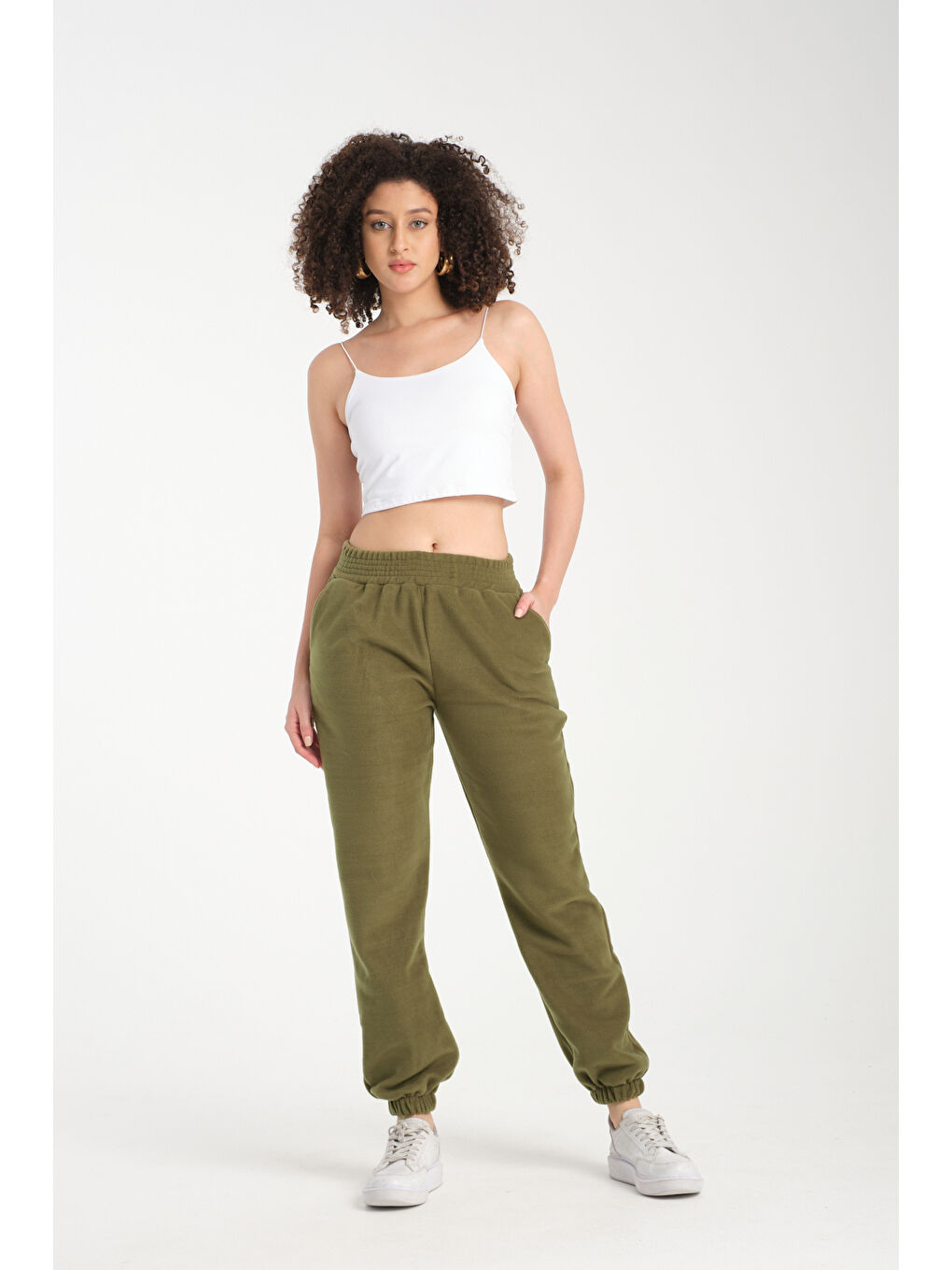 Haki Paça Lastikli Polar Eşofman 0017-4