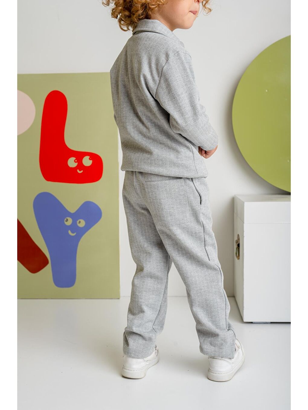 Erkek Çocuk Cepli Örme Pantolon - Gri-2