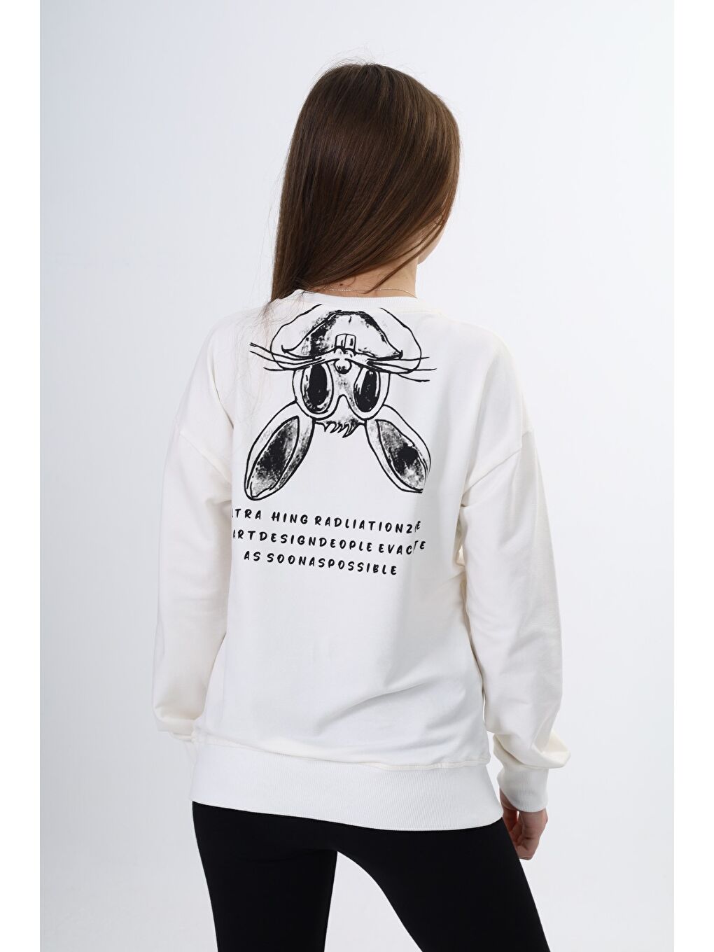 Ekru Kız Çocuk Baskılı Sweatshirt-3