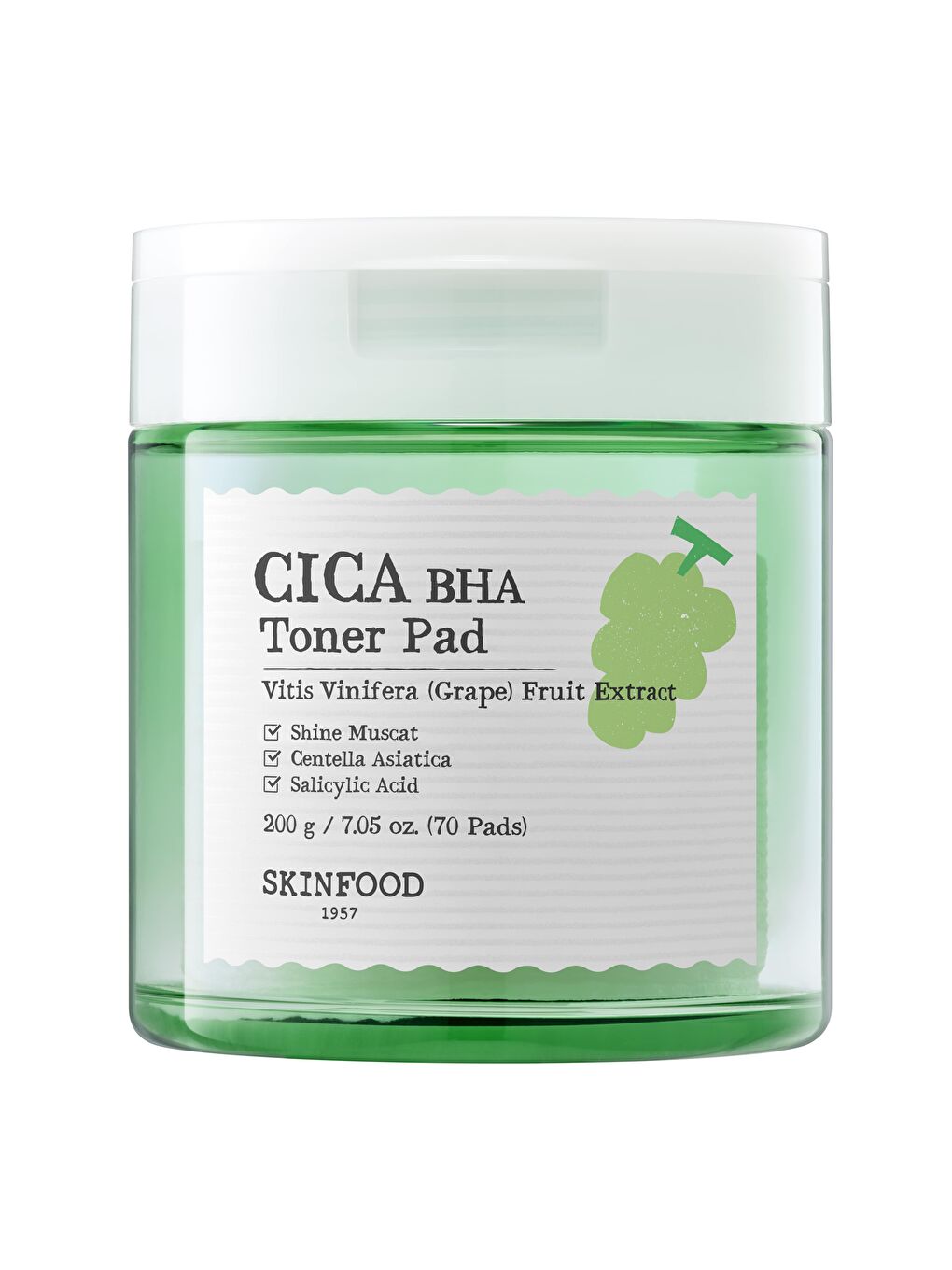 Skin Food Shine Muscat Cica BHA Toner Pad 70ea