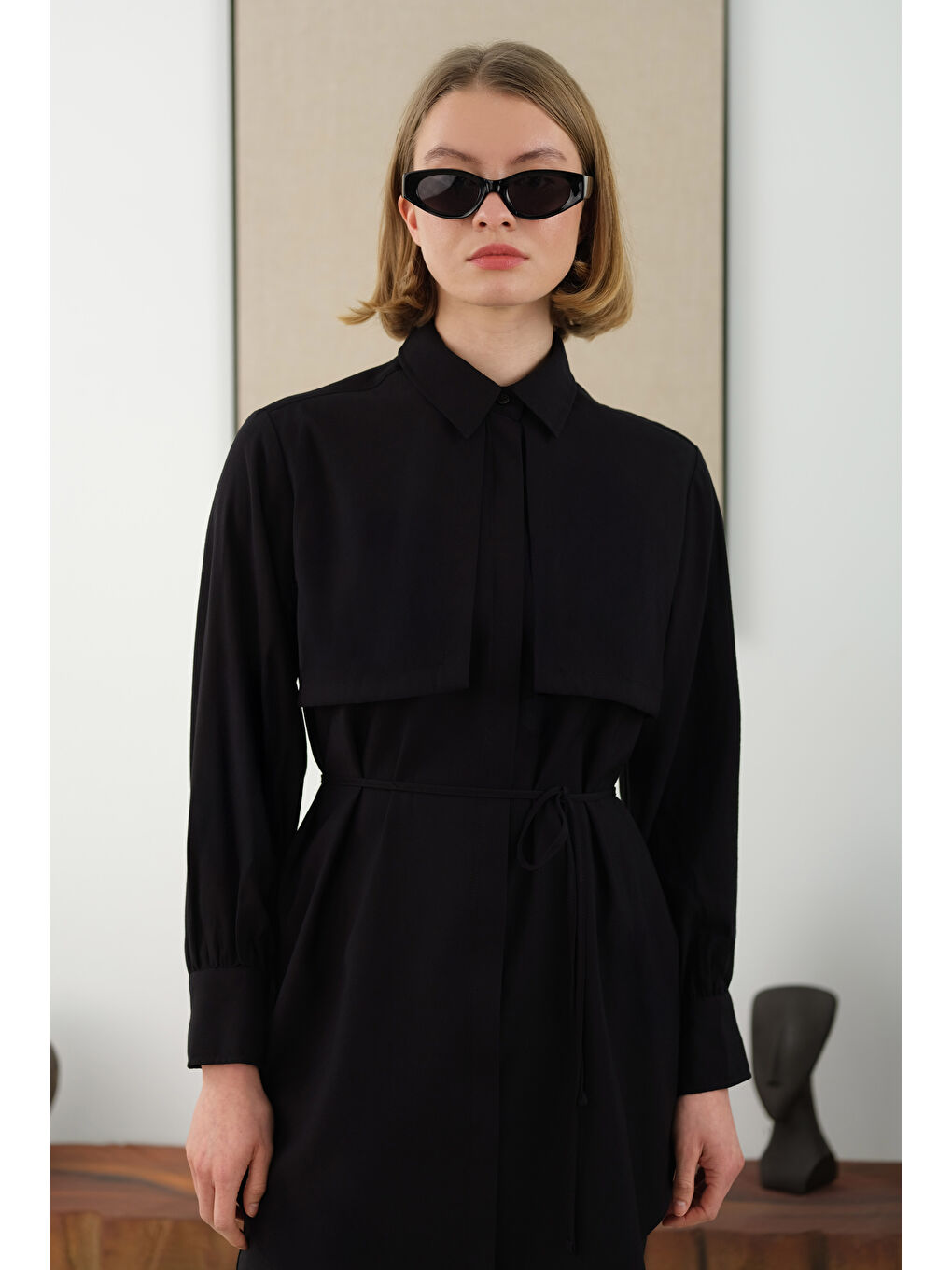 Rüzgarlıklı Modal Gömlek Siyah-3