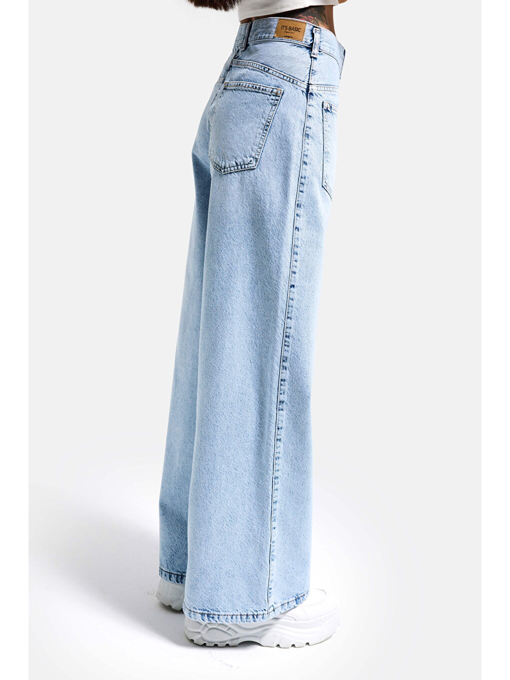 Mavi Kadın Ice Renk 4s6-3 Mega Baggy Fit Ön Arka Detay Tasarım Denim Jean-4
