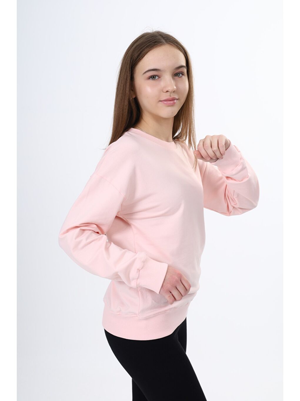 Pembe Kız Çocuk Baskılı Sweatshirt-1