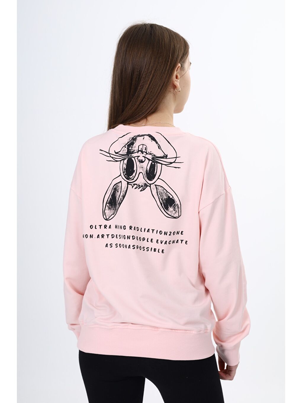 Pembe Kız Çocuk Baskılı Sweatshirt-2