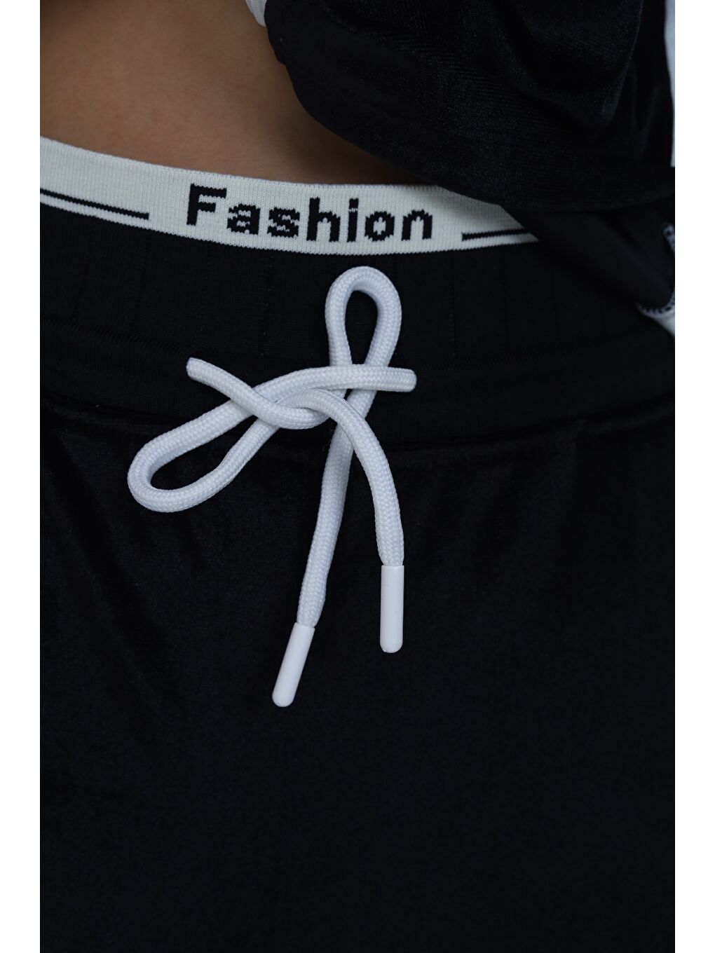 Siyah Kız Çocuk 2'li Takım Fermuarlı Cepli Sweatshirt & Beli Lastikli Bol Paça Cepli Eşofman Alt-7