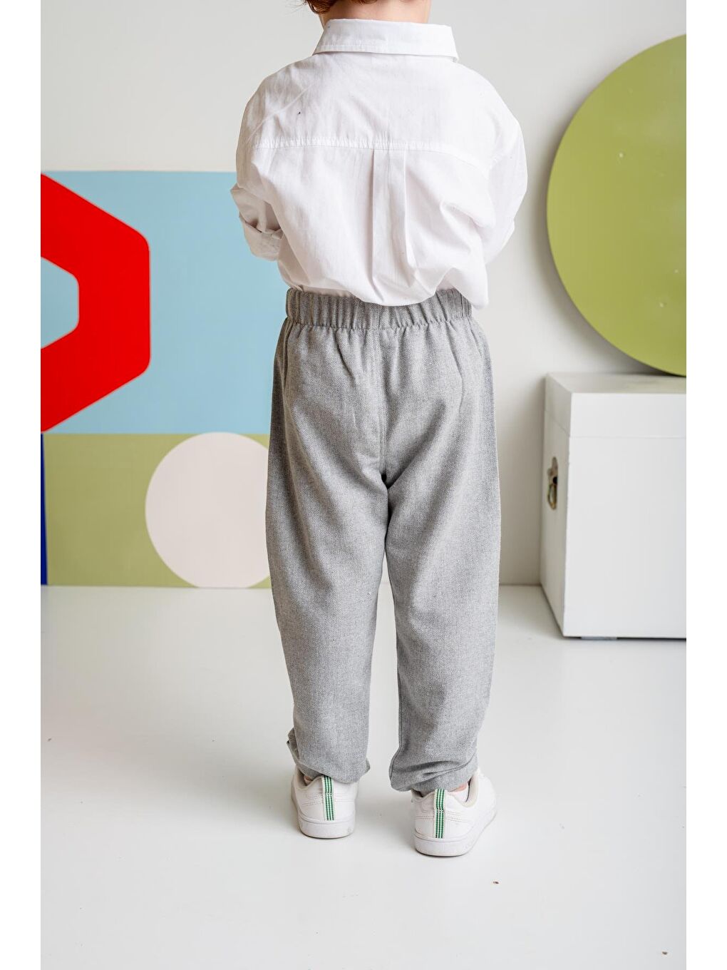 Erkek Çocuk Cepli Dokuma Pantolon - Gri-3