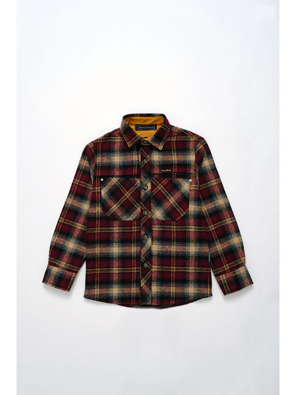 Erkek Çocuk Bordo Hardal Oduncu Gömlek