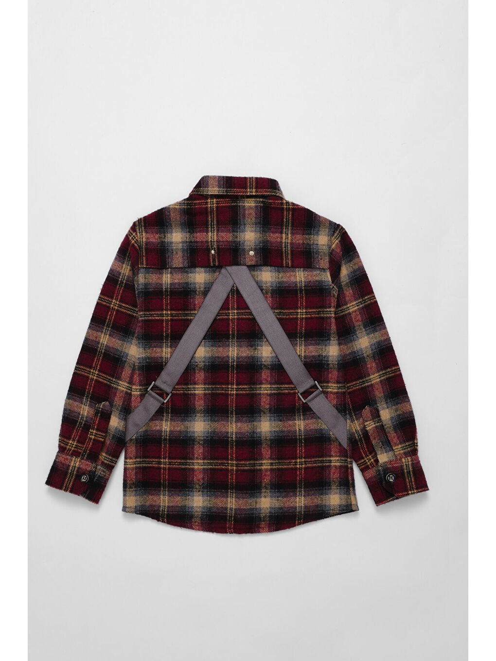 Erkek Çocuk Bordo Hardal Oduncu Gömlek-1