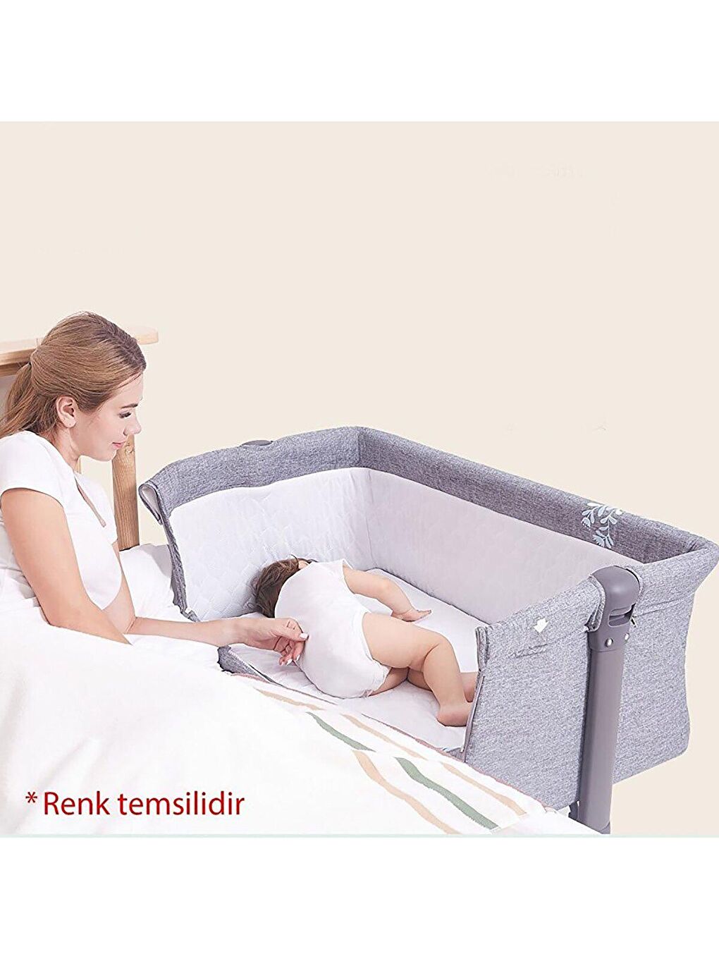 baby plus Karışık Safe Side Anne Yanı Beşiği - Kahverengi - 2