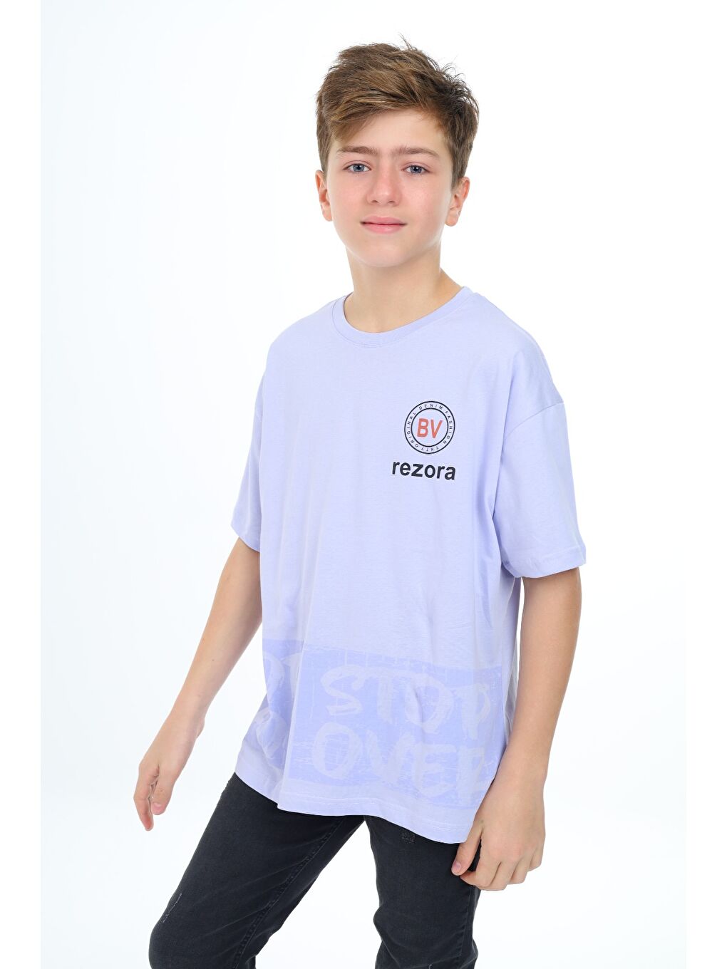 Lila Erkek Çocuk Baskılı Tişört