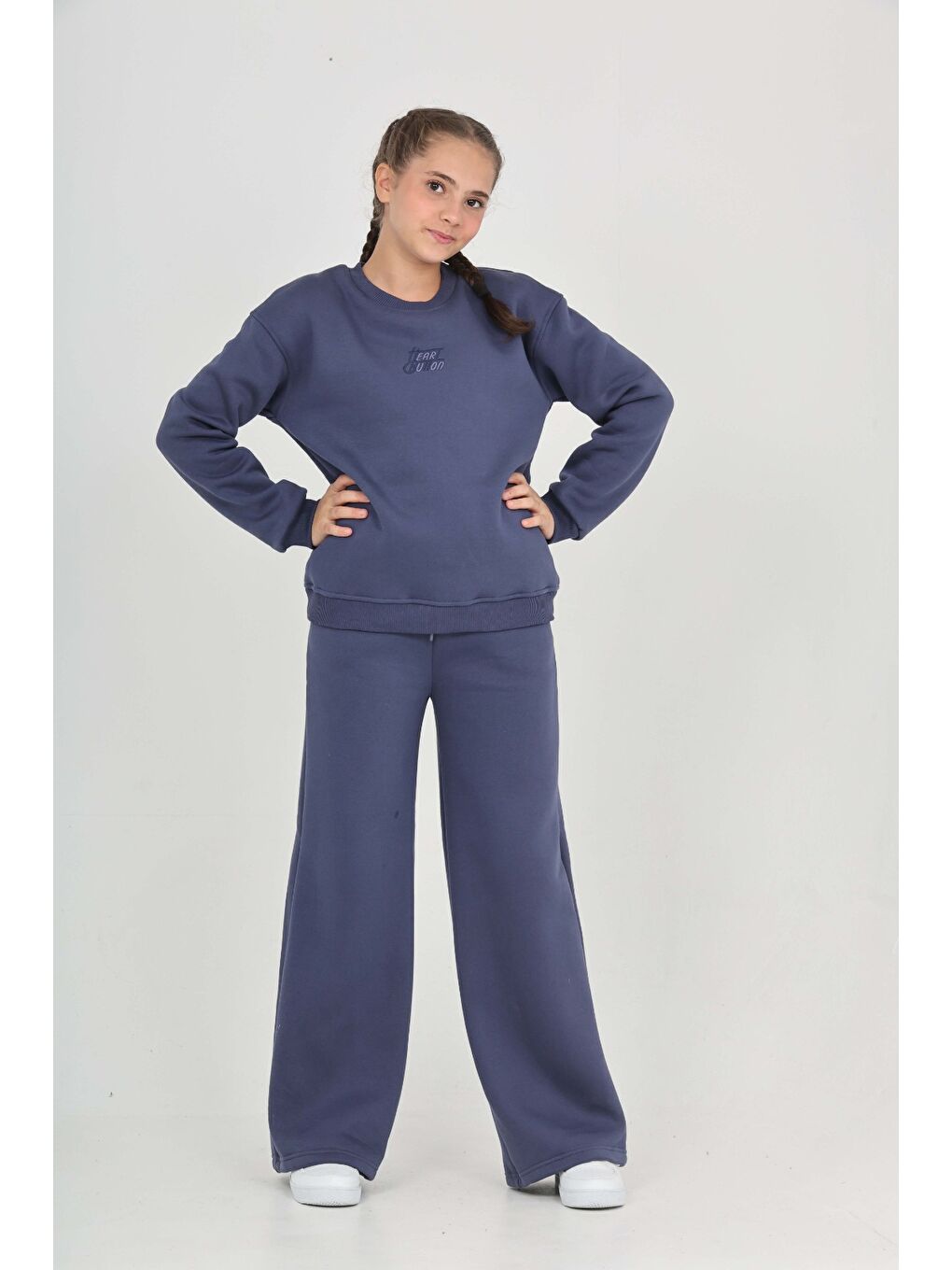 İndigo Kız Çocuk Tonsürton Nakışlı Eşofman Takım
