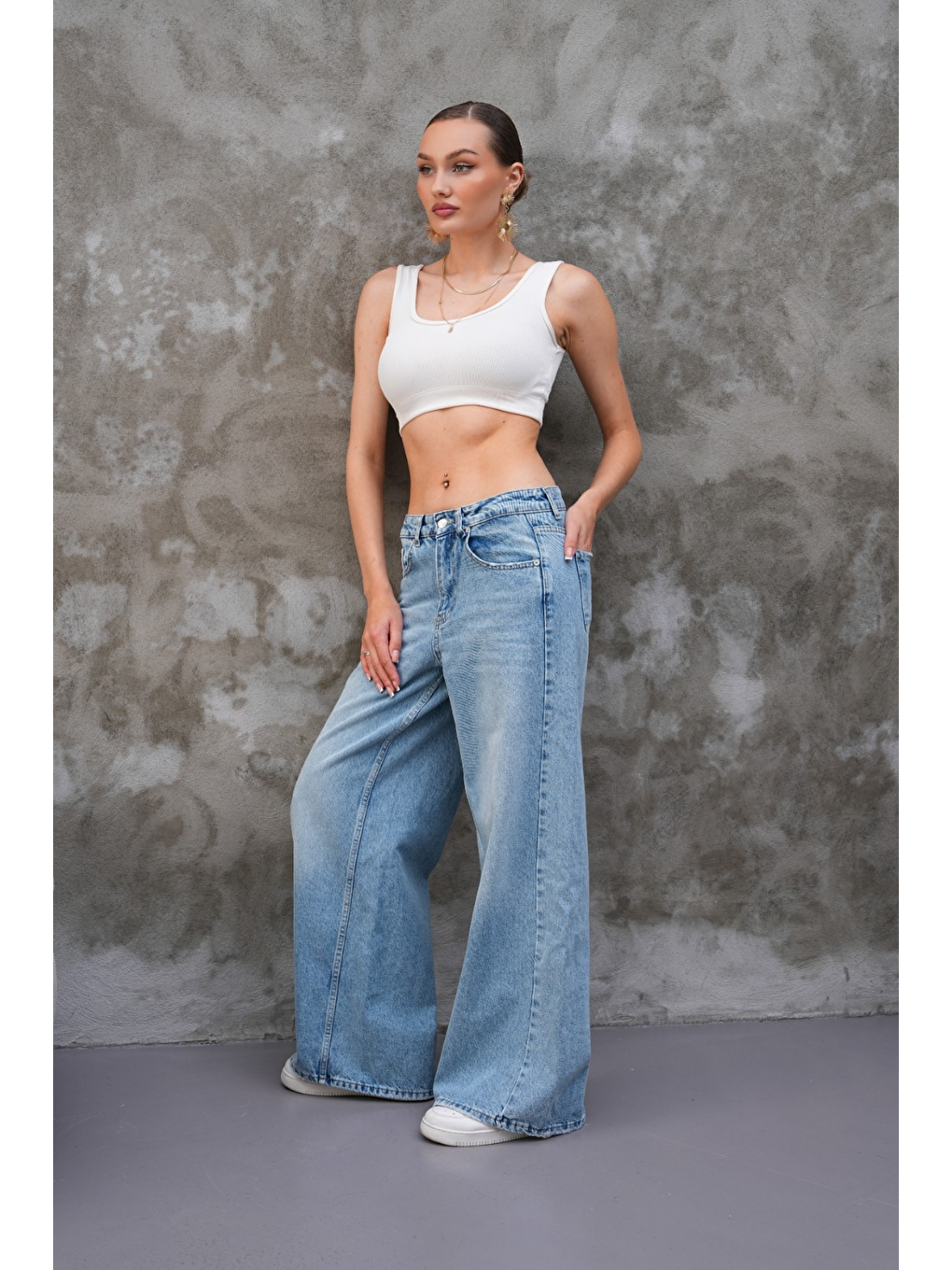 Miami Mavi Straight Wide Kadın Jean-1