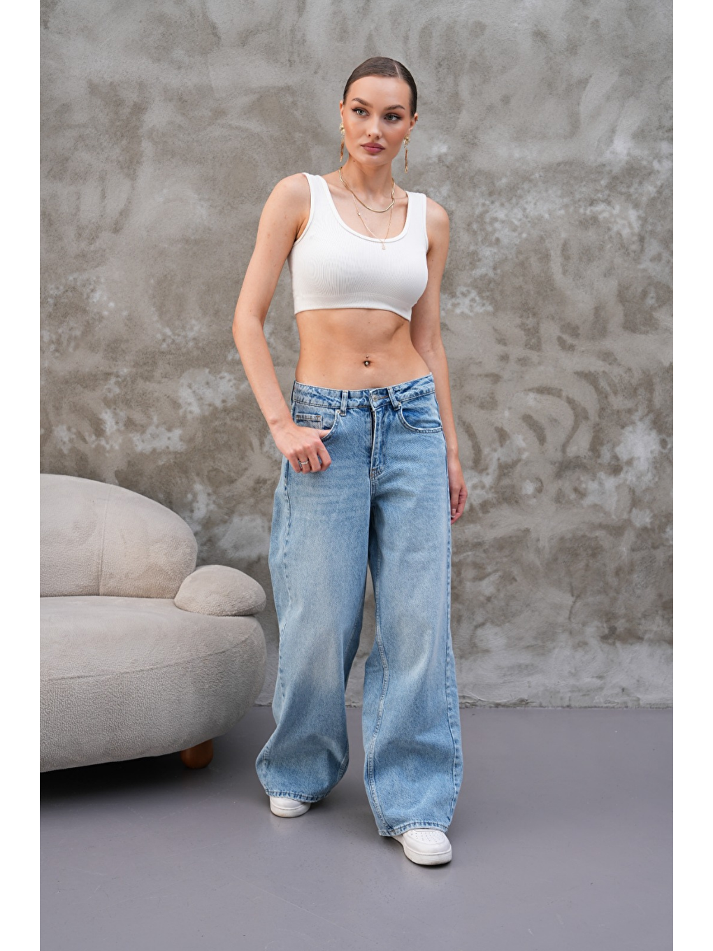 Miami Mavi Straight Wide Kadın Jean-2
