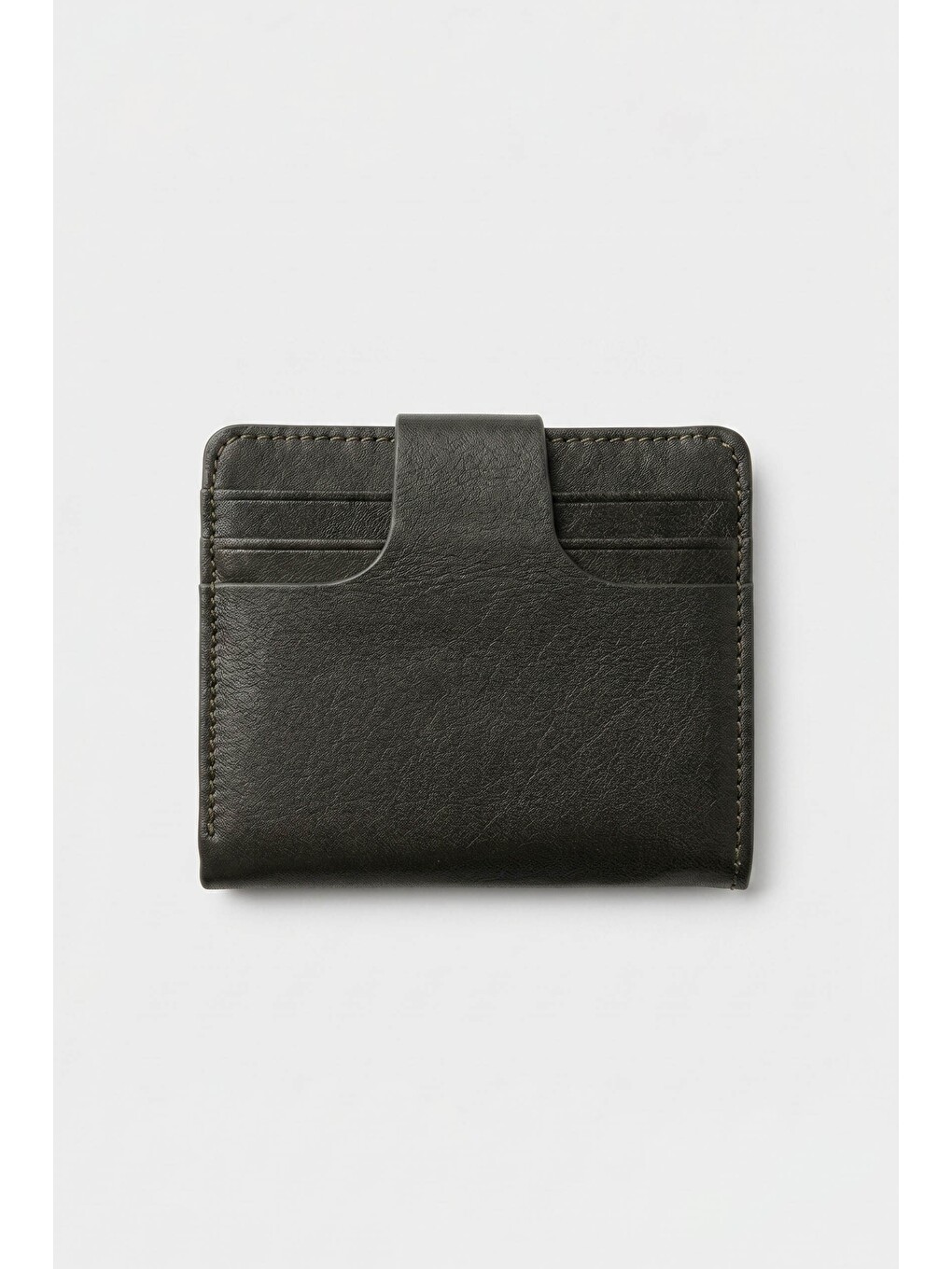 Erkek Hakiki Deri Trifold Çıtçıtlı Klasik Cüzdan Haki-1