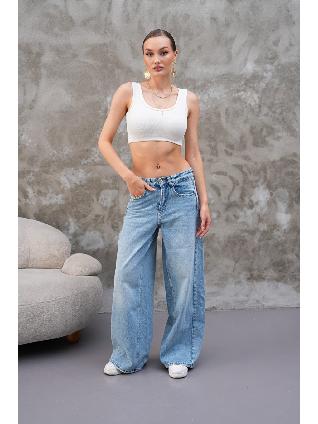 Miami Mavi Straight Wide Kadın Jean-3