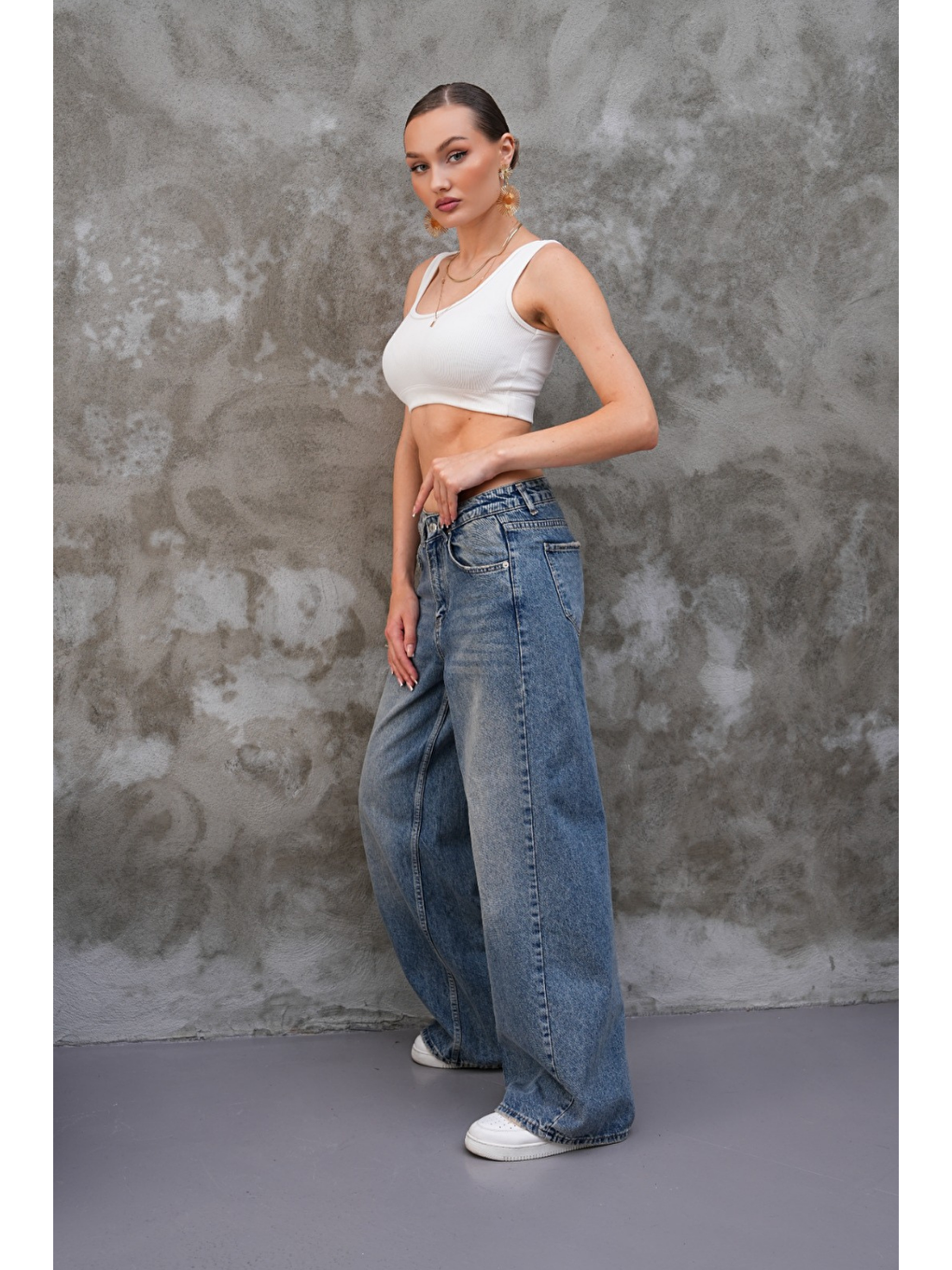 Miami Lacivert Straight Wide Kadın Jean-3