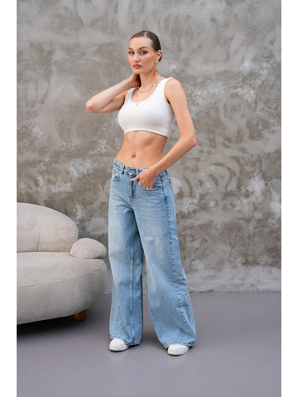 Miami Mavi Straight Wide Kadın Jean-4