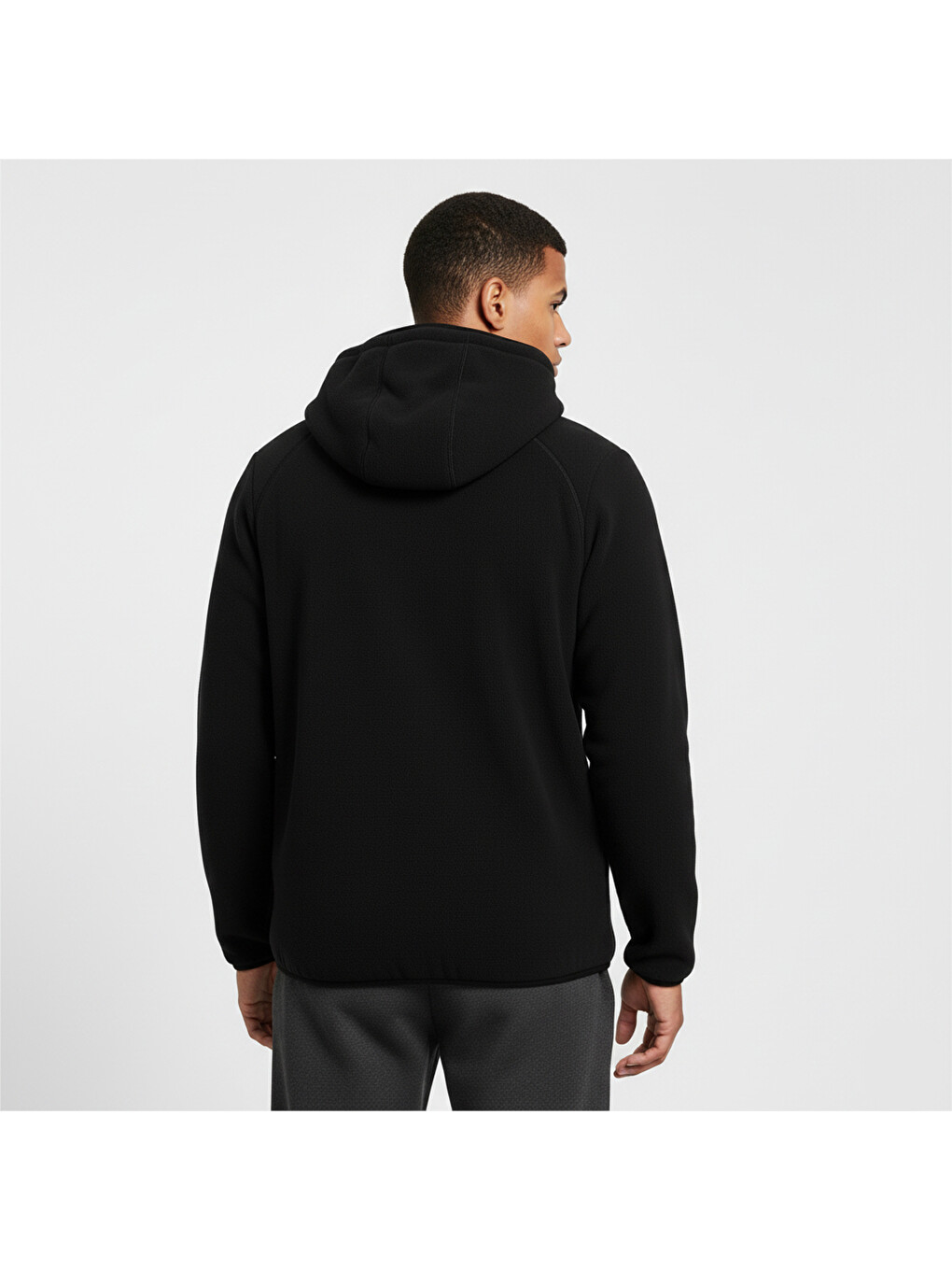 Erkek Siyah Kapüşonlu Sweatshirt-1
